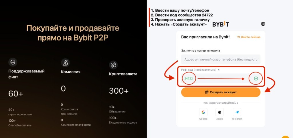 The “Create account” button in Bybit